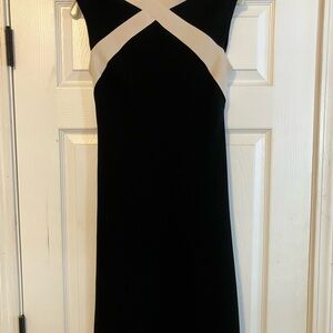 Amanda Smith Petite Sleeveless Dress Black White Womens Size 6P